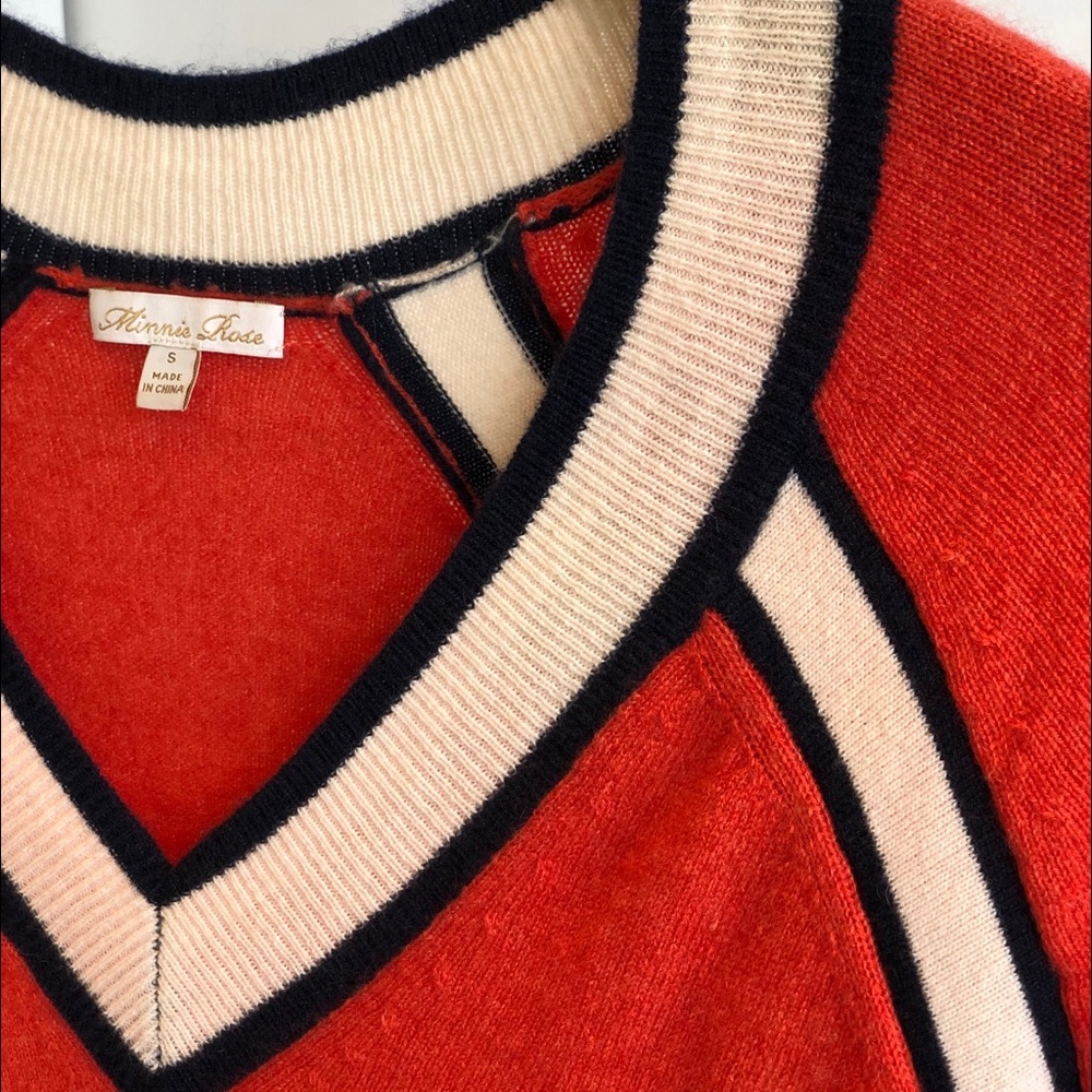 Minnie Rose Mr Raglan Sweater in Poppy Combo